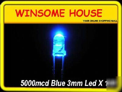 Super bright 5000MCD blue 3MM led x 100PCS