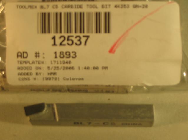 Toolmex BL7 C5 carbide tool bit 4K353 qn=20