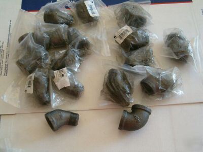 Large lot 3/4 black iron mueller pipe fitting st elbow