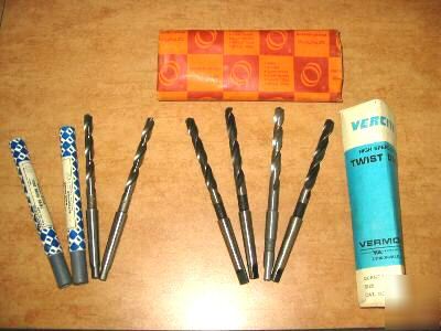 New morse 3/8 and 13/32 h s taper shank MT1DRILL (lot) 