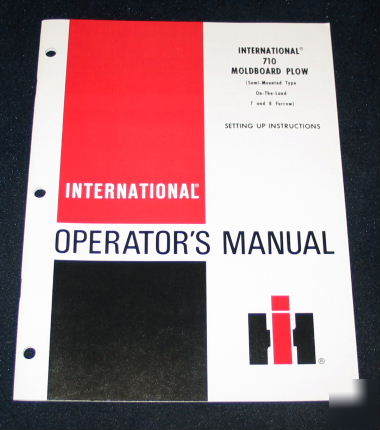 Ih intl harvester 710 moldboard plow semi mounted type