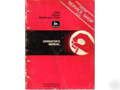John deere 3600 drawn moldboard plow operator's manual
