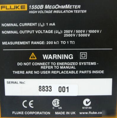 New fluke 1550B megohm meter meg ohm 1550