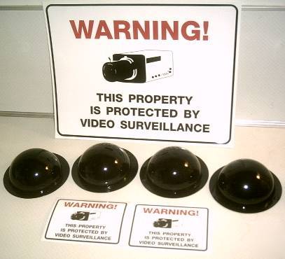 Fake dummy security domes+adt'l camera warning sign+lot