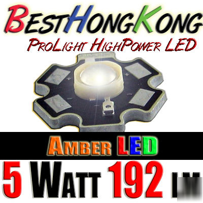 High power led set of 10 prolight 5W amber 192 lumen