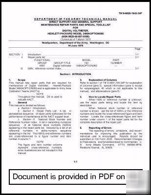 Agilent hp 3490A maintenance repair parts manual