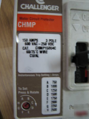 Circuit breaker challenger 150A 600V 3 pole adjustable