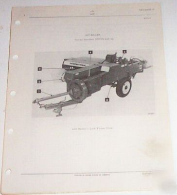 Ihc 420 baler parts manual