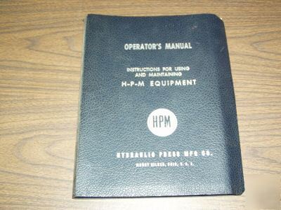 Hpm twin press operators manual