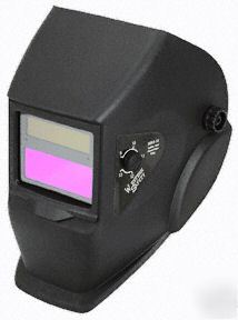 Auto-darkening welding helmet plain black solar powered