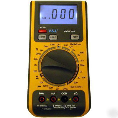 Digital multimeter dmm battery RJ11 RJ45 cable tester