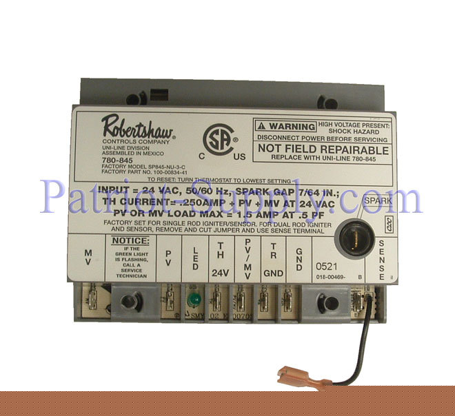 Robertshaw 780-845 ignition module SP845, 24 volt hvac