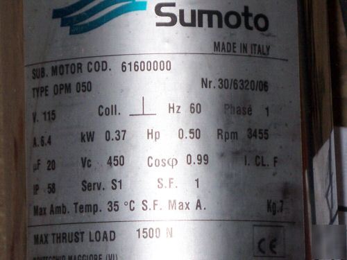New sumoto submersible pump? motor OP4