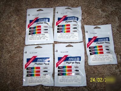 5 nip packs graphic controls plotter pens brown for hp