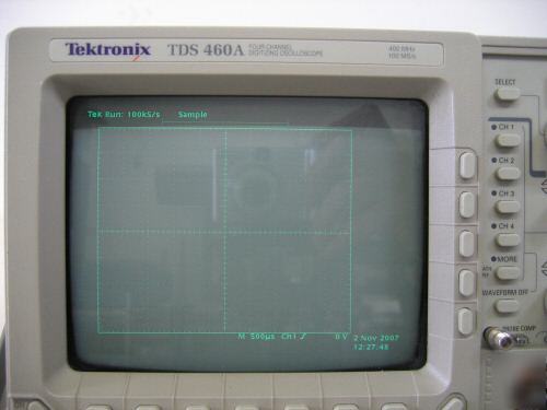 Tektronix TDS460A oscilloscope, 400 mhz, 4CH., 100MS/s