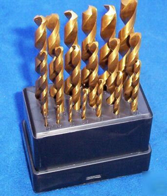 19PC hss titanium coated drill bit set - sizes 1 - 10MM