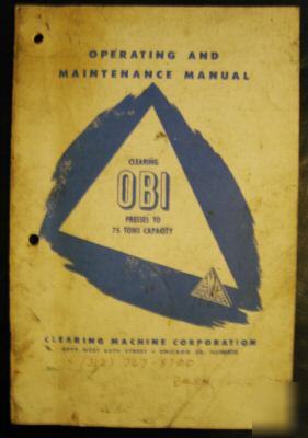 Clearing 75 ton obi operating & service manual