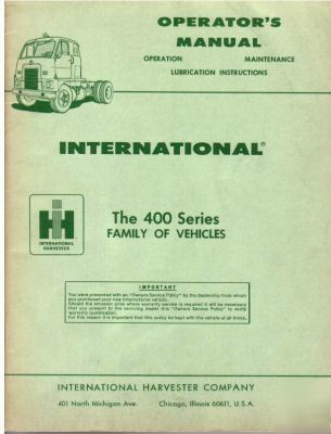 International ih DC400 series truck owners manual 1964