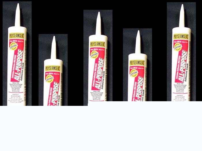 (5) polyseamseal all-purpose pure white adhesive caulk