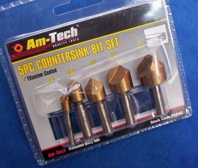 Countersink bit set - 5 piece titanium coated - bnip