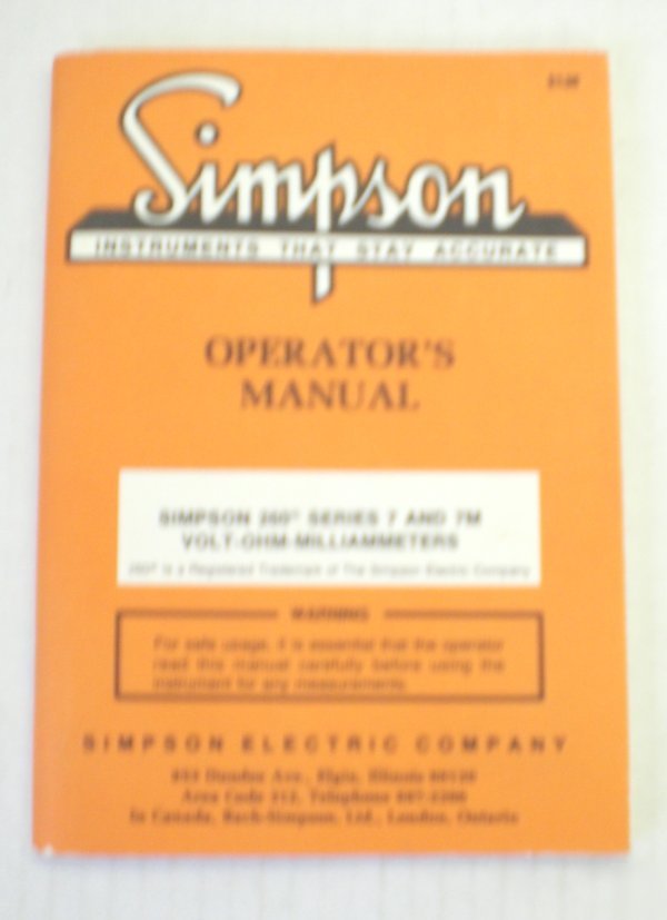 Simpson 260 series 7 & 7M operators manual