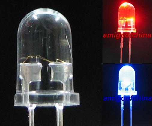 100X 3MM red / blue flash led alarm free resistors