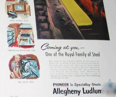 A-l allegheny ludlum stainless steel -6 1950S ads lot