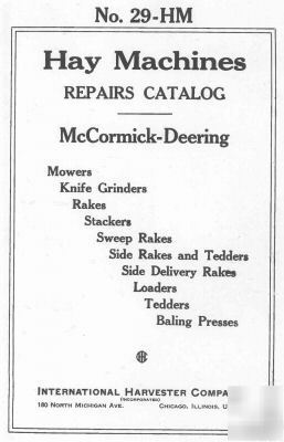 Mccormick deering hay machines repair catalog