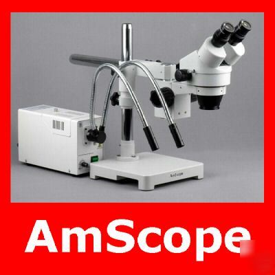 3.5X -90X stereo zoom microscope on boom + fiber y-lite