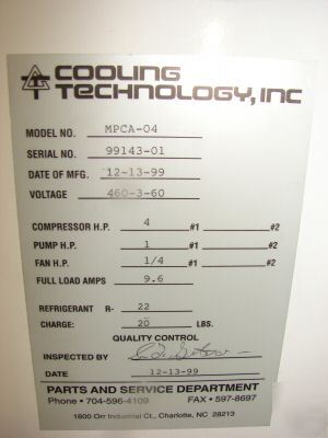 Cooling technology mpca water chiller machine cooler