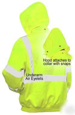 Hi-viz hooded sweatshirt - class iii lime green -lg