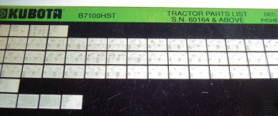 Kubota B7100HST tractor parts catalog microfiche fiche