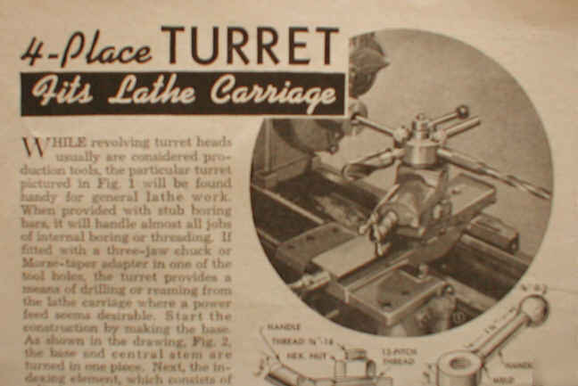 Metal lathe 4-way turret tool post plans