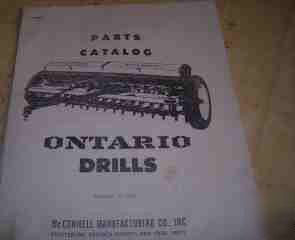 Ontario drill parts catalog xeroxed copy used