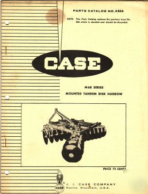 Orig case M68 mounted tandem disk harrow parts catalog 