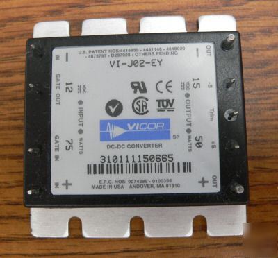 Vicor dc-dc converter model vi-J02-ey, 12 to 15 vdc 75W