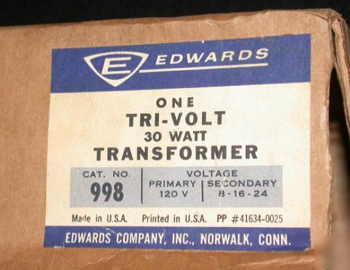 Edwards tri volt 30V transformer #998 signal security