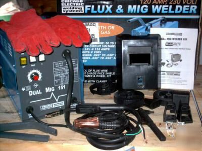 New dual gas gasless flux wire welder 220 volt mig 151