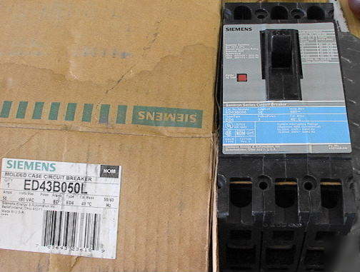 Nos siemens ED43B050L 50 amp 480 volt 3-pole breaker