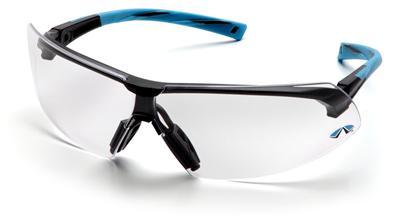 Pyramex onix clear safety glasses cushioned blue temple