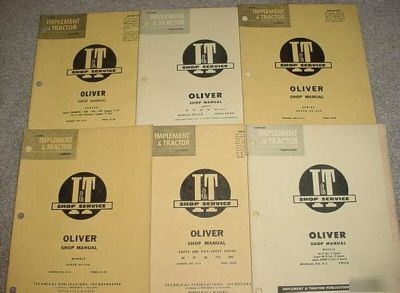 Lot of 6 oliver tractor i&t orig shop manuals 