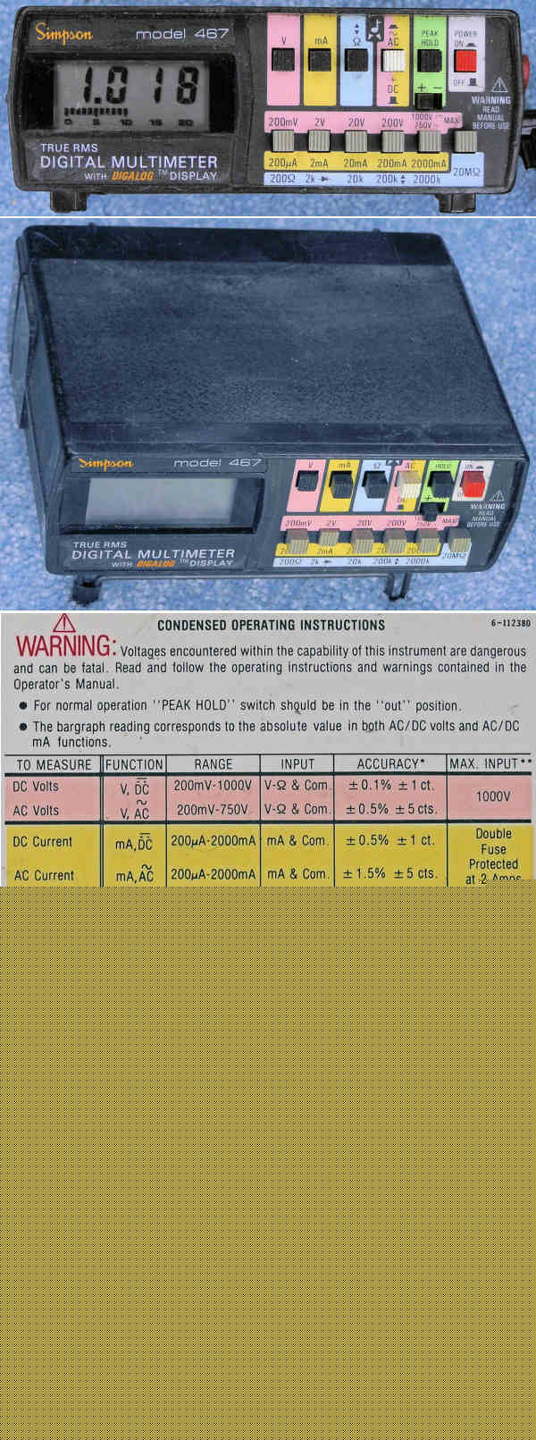 Simpson 467 dmm an/psm-45 me-528 cd manual hv & i. exc 