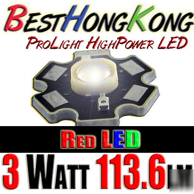 High power led set of 2 prolight 3W red 113.6 lumen