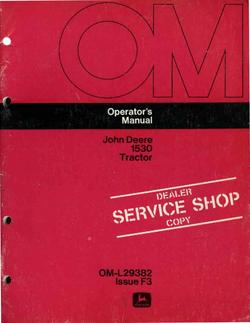 John deere operator's manual for 1530 tractor tractors