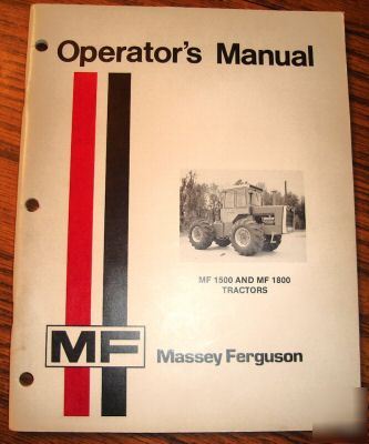 Massey ferguson 1500 & 1800 tractor operators manual mf