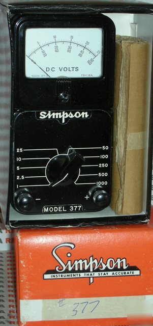 Simpson dc volt meter 377 portable vintage nos