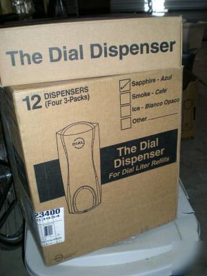 Six pack of dial wall mounted soap dispensers