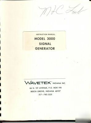 Wavetek 3000 instruction manual.