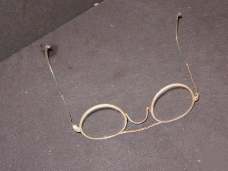 vintage metal rim safety ovoid glasses w. hard case 