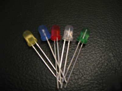 10PCS x red/yellow/blue/green/white 5MM diffused led 